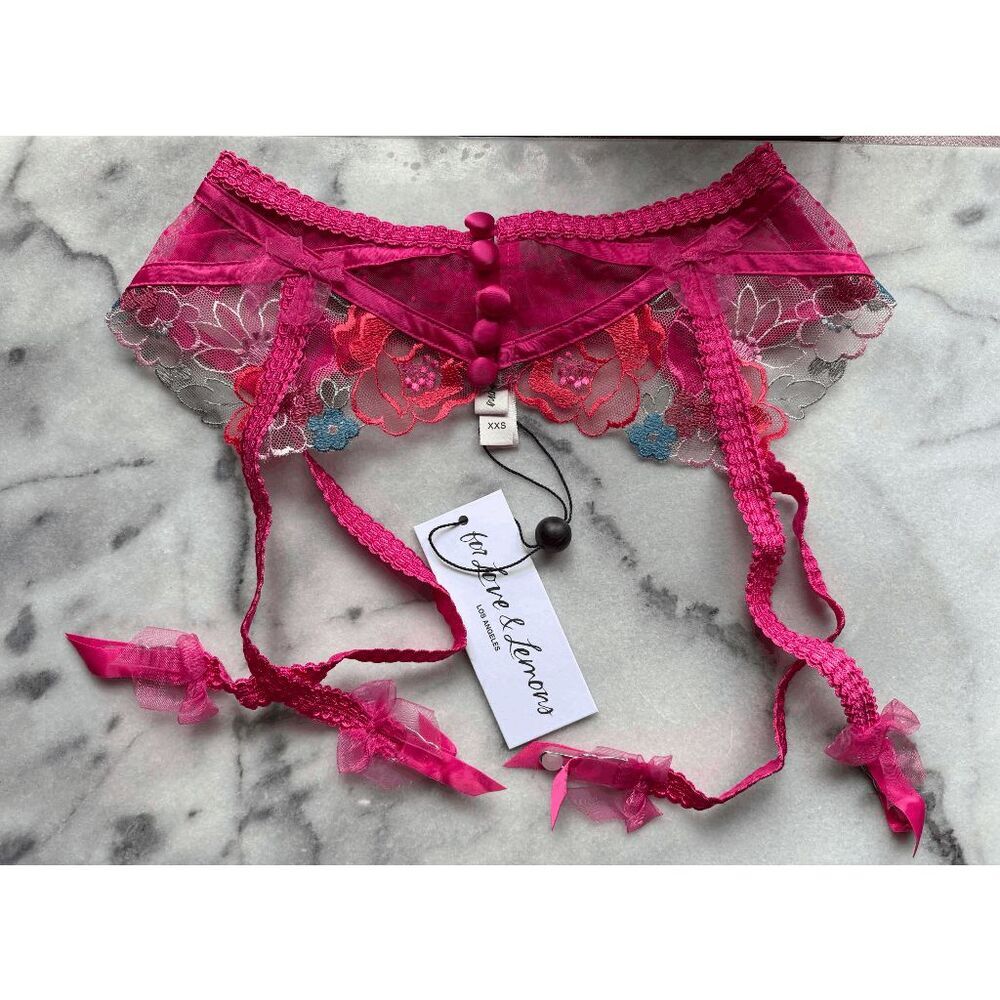 For Love and Lemons Luella Garter Belt in Bright Fuchsia Womens Size XXS